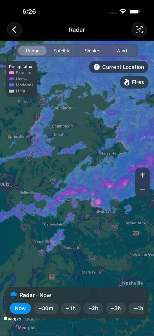 High-resolution NEXRAD precipitation radar map