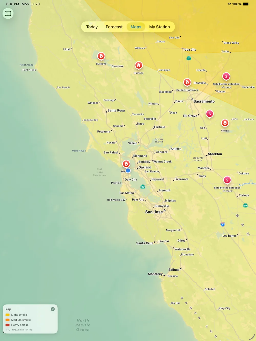 The fire map on iPad