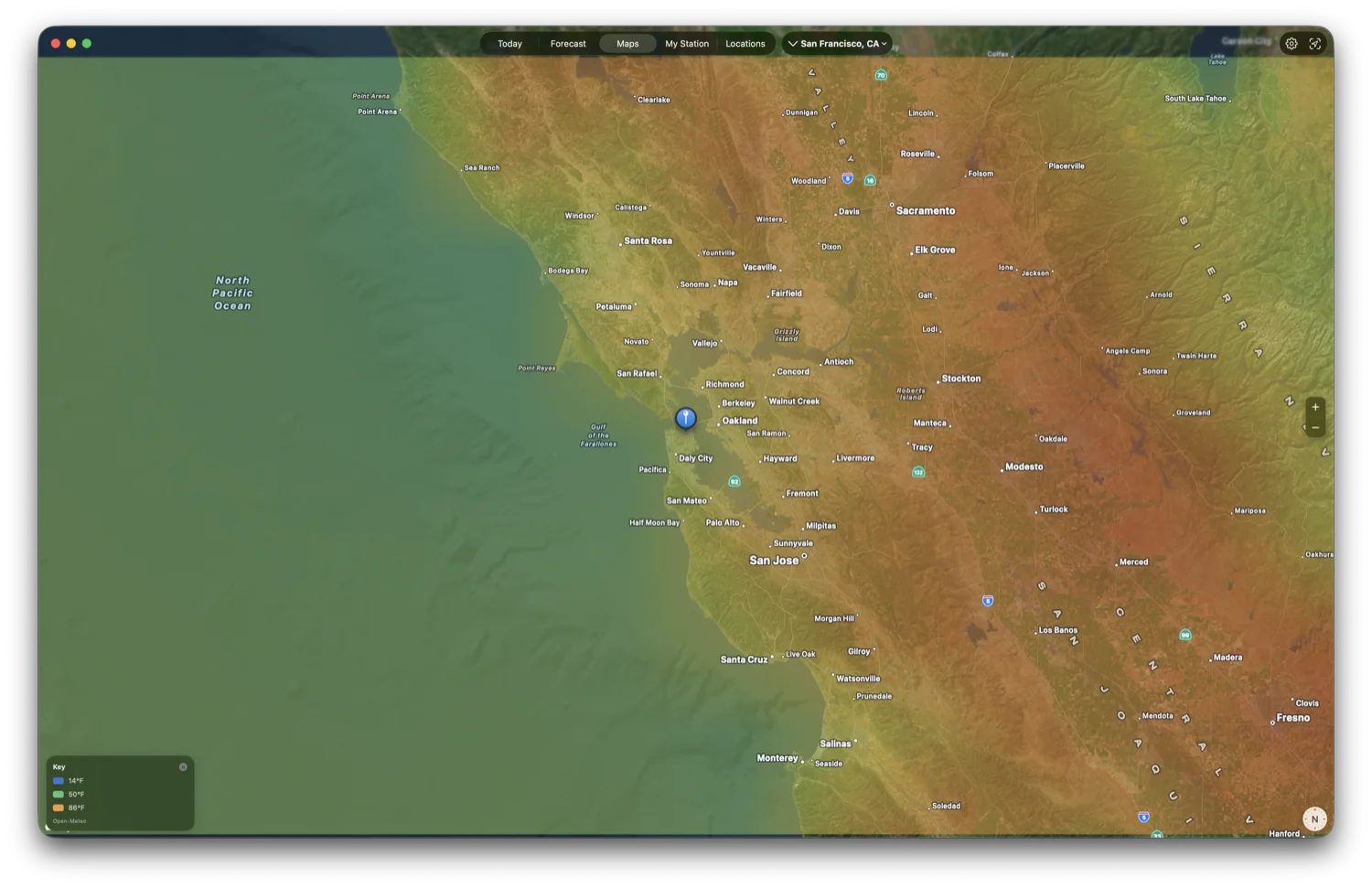 Surface-temperature map on Mac