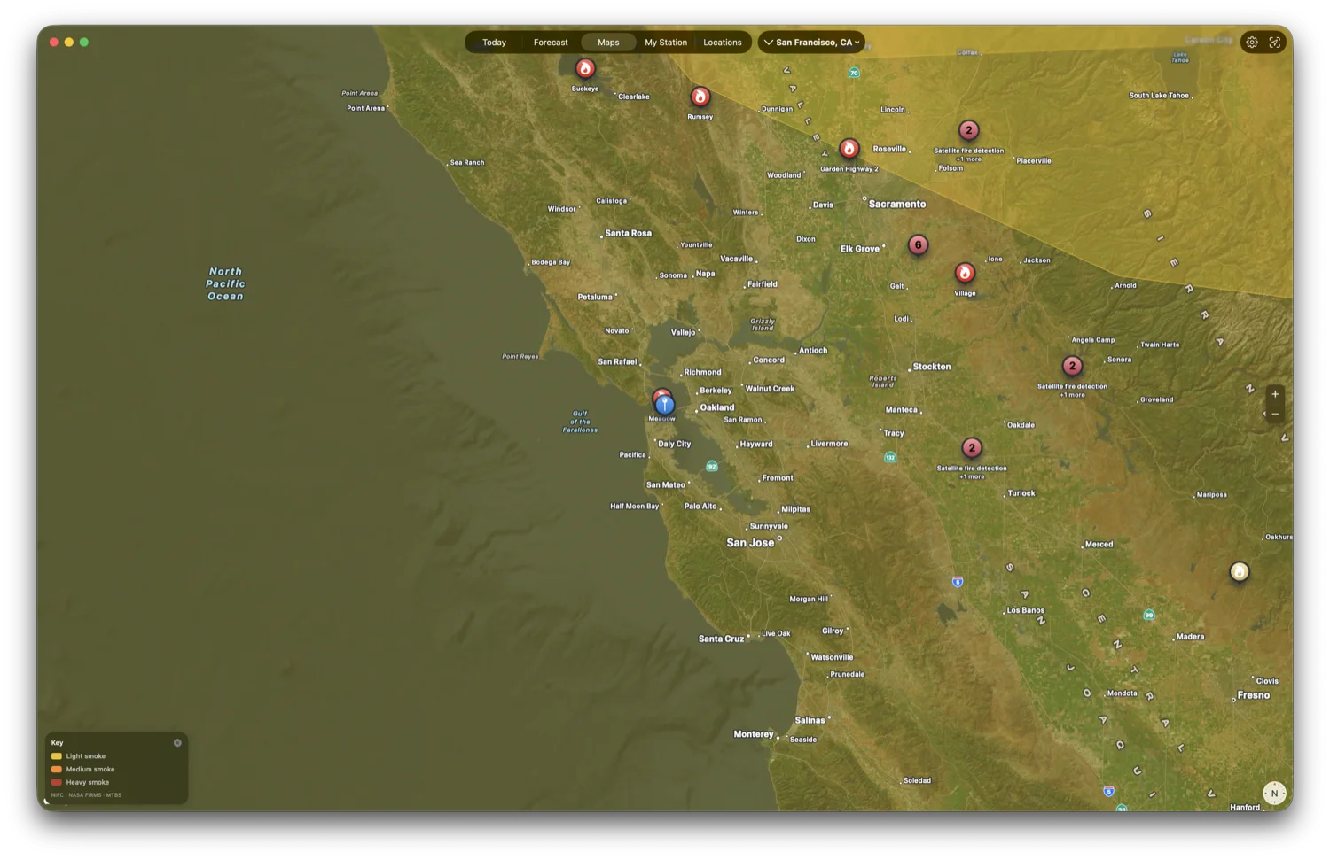 The fire map on Mac