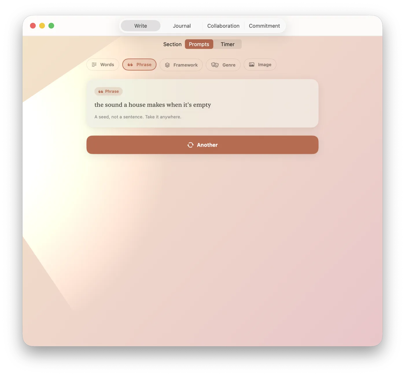 The Phrase prompt: a single evocative line to start from
